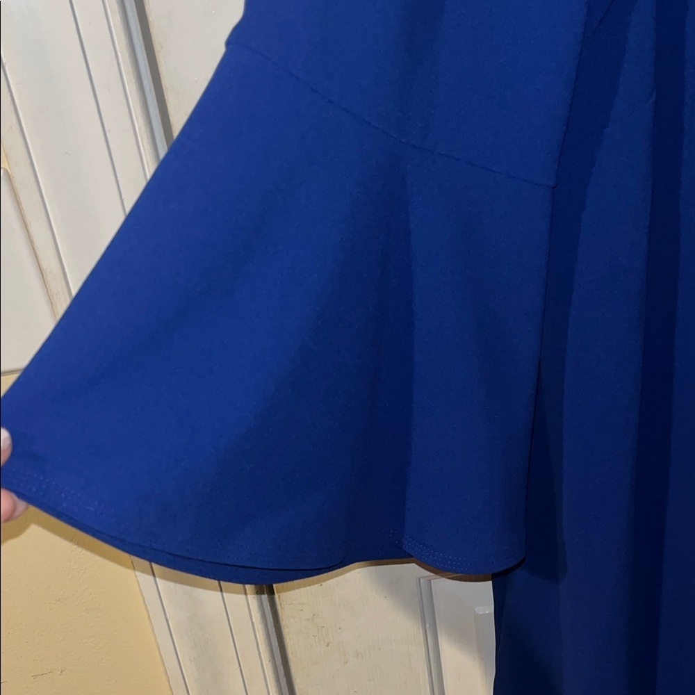J. Howard Royal Blue Dress Size 16W Long Sleeve Stretch Career Church - Picture 3 of 5